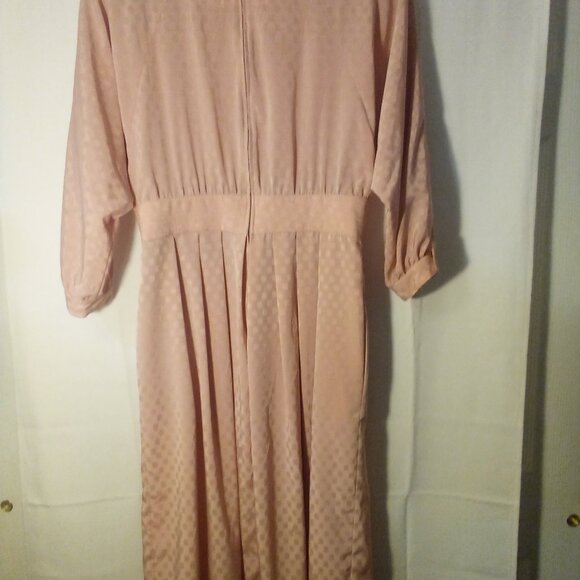 Joan Sparks For Daniel Barrett Vintage Dress Women 14 Long Sleeve Satin Pink - Picture 11 of 15
